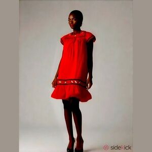 Cabernet Mini Ladybug Ruffle Hem Oversized House Dress